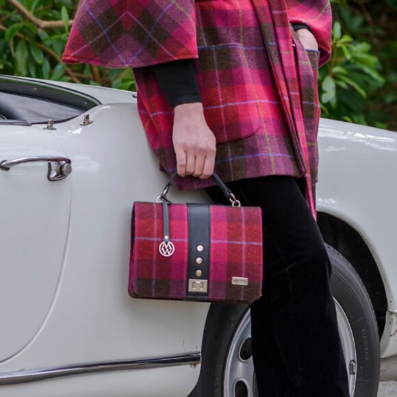 Mucros Weavers Handbags - Mucros Weavers Red Plaid Fiona Wool Tweed Bag made in Killarney Ireland Wool